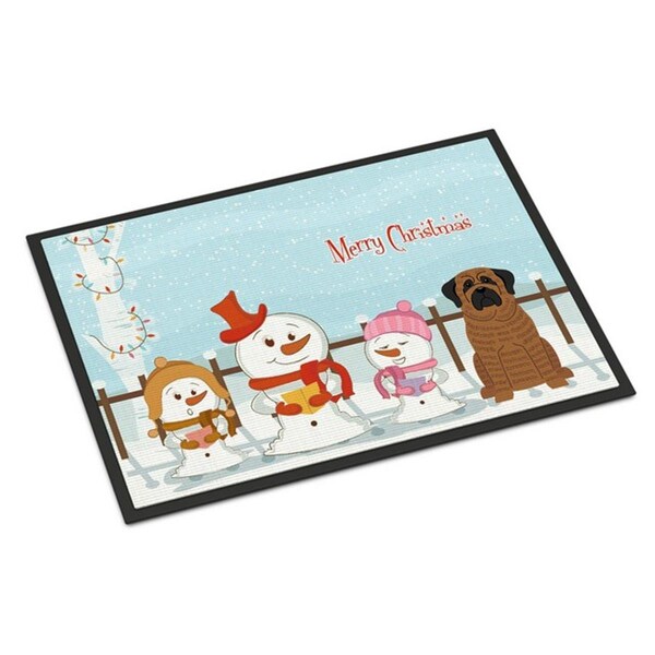 Carolines Treasures Merry Christmas Carolers Mastiff Brindle Indoor or Outdoor Mat, 24 x 0.25 x 36 in. BB2346JMAT - main